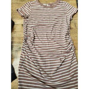 Heart & Hips Purple White Striped T-shirt Dress Size Small Short Sleeve